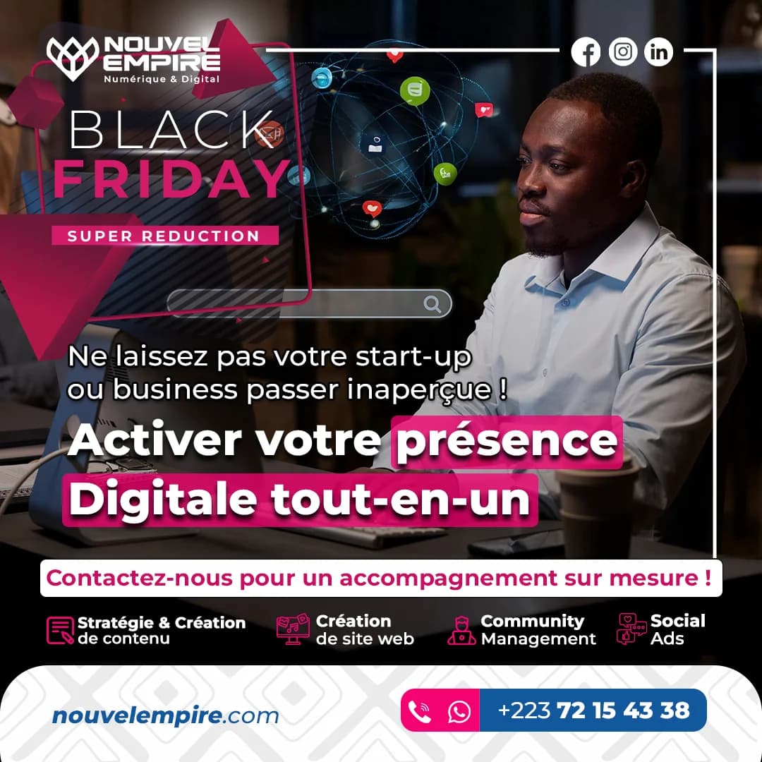Visuel Black Friday Nouvel Empire : activer votre présence digitale tout-en-un