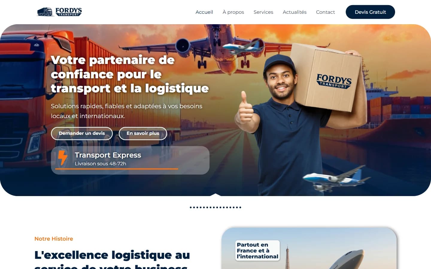 Fordys Transport — Site d’un transitaire Europe-Afrique avec demande de devis