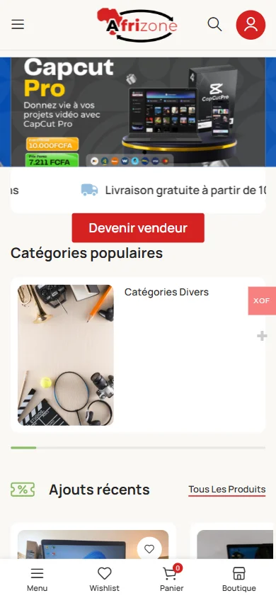 Afrizone — Marketplace multi-vendeurs pour l’Afrique et la diaspora sur téléphone