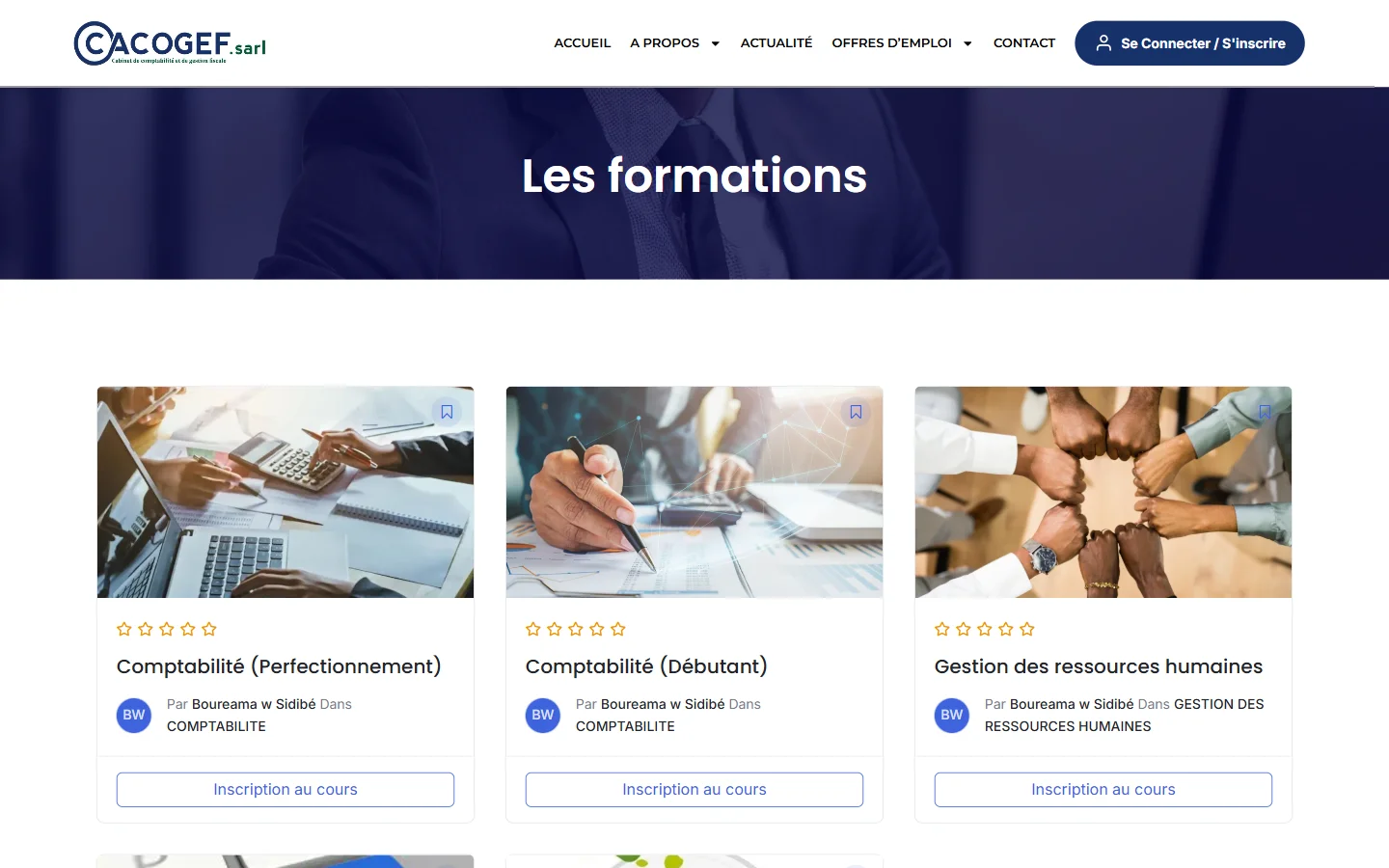 Catalogue des formations en ligne (Tutor LMS)