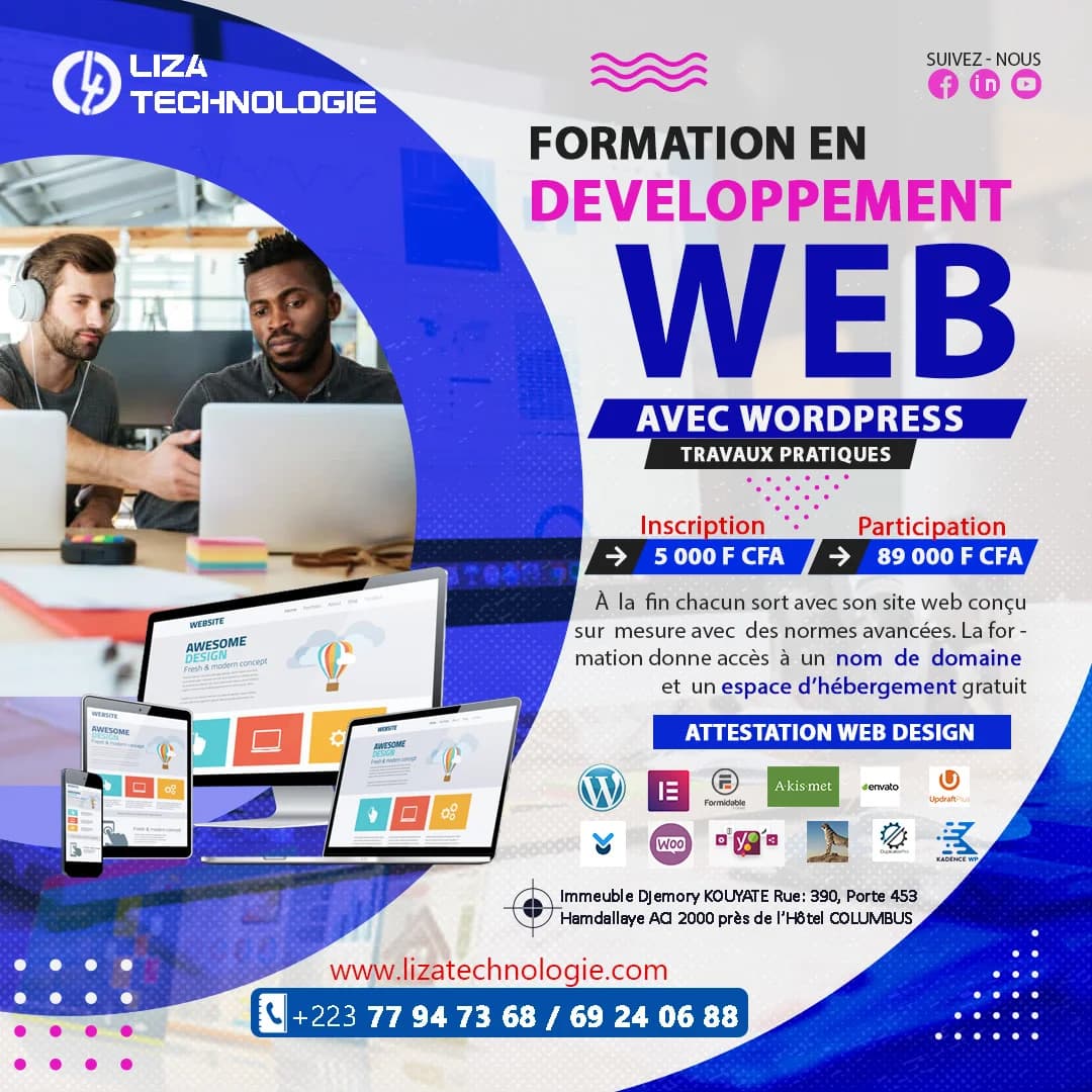 Affiche de formation en développement web avec WordPress