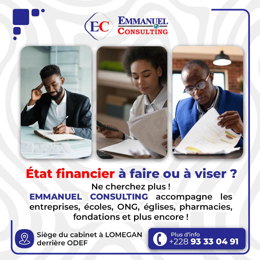 Affiche Emmanuel Consulting : état financier à faire ou à viser ?