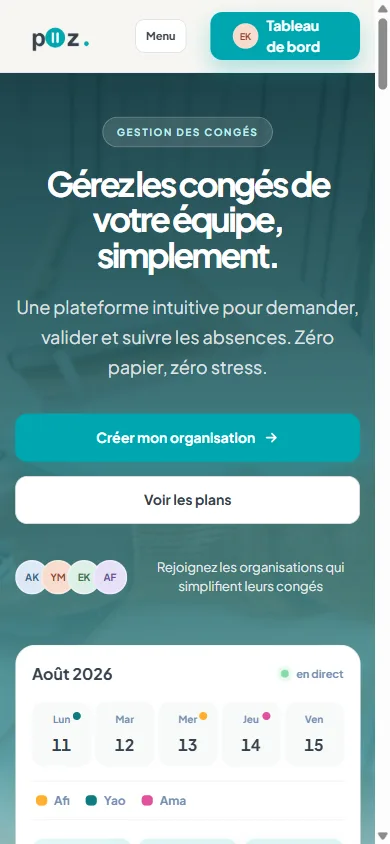 Poz — Plateforme SaaS de gestion des congés sur téléphone