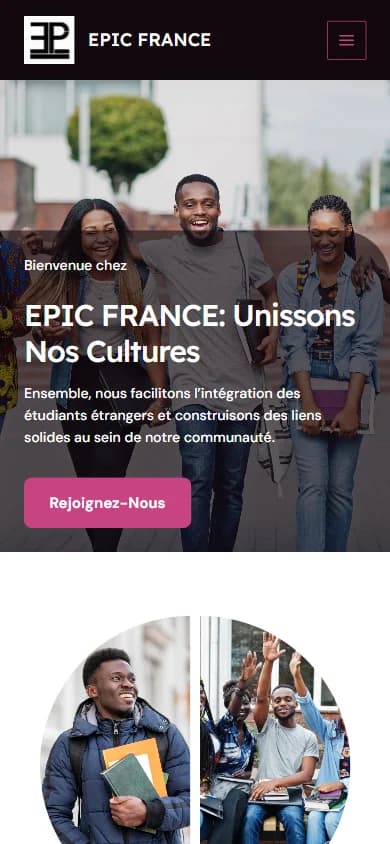 EPIC France — Site d’une association d’entraide pour étudiants étrangers sur téléphone