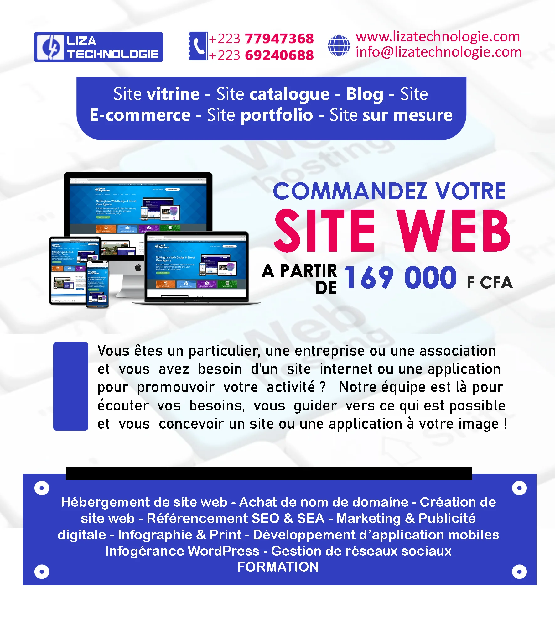 Affiche Liza Technologie : commandez votre site web