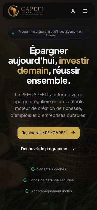 CAPEFI — Plateforme SaaS d’épargne et d’investissement en Afrique sur téléphone