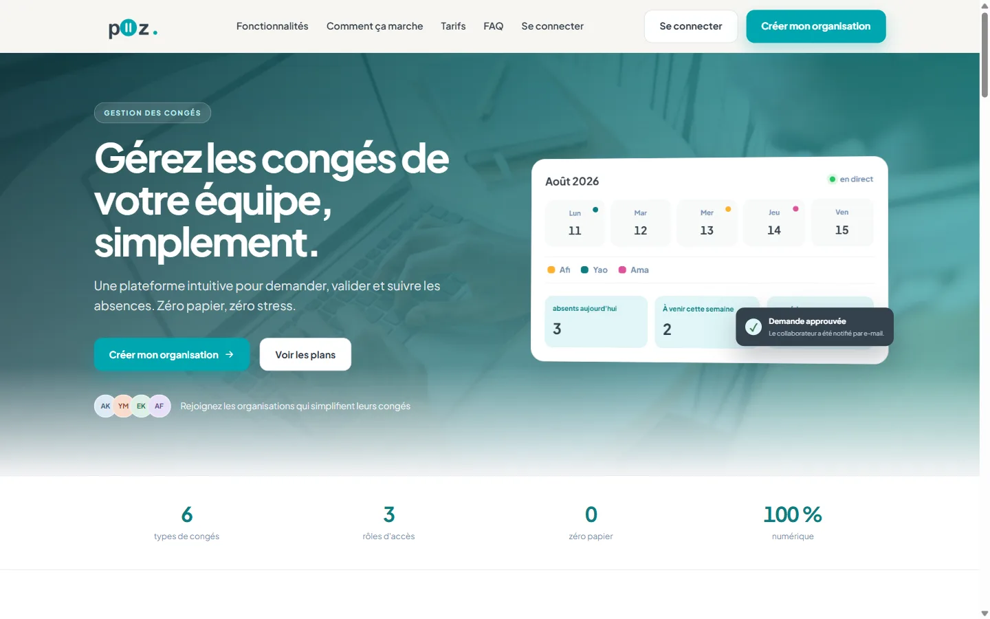 Poz — Plateforme SaaS de gestion des congés