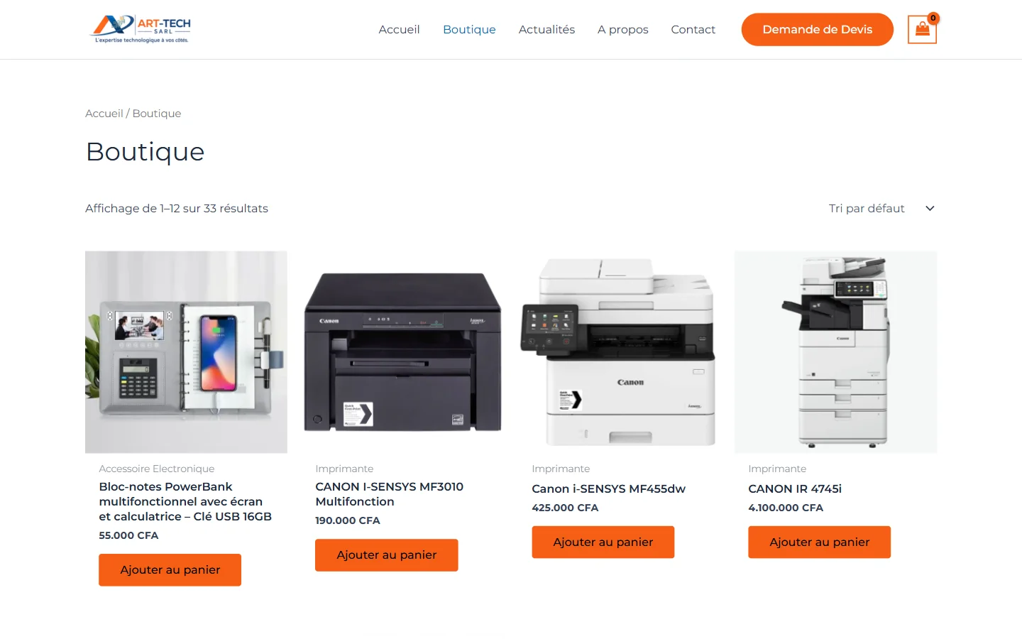 Boutique en ligne : informatique, impression, sécurité