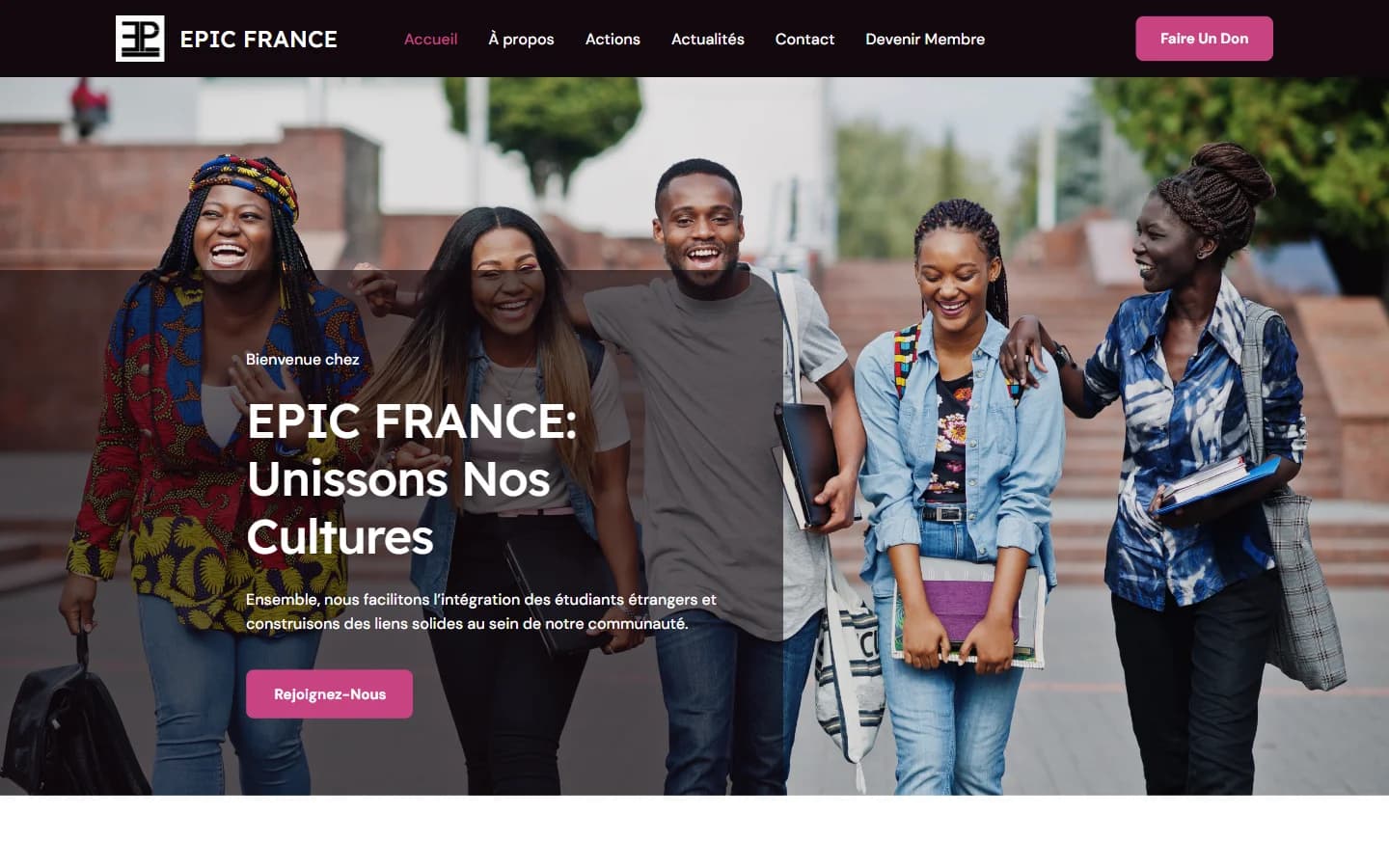 EPIC France — Site d’une association d’entraide pour étudiants étrangers