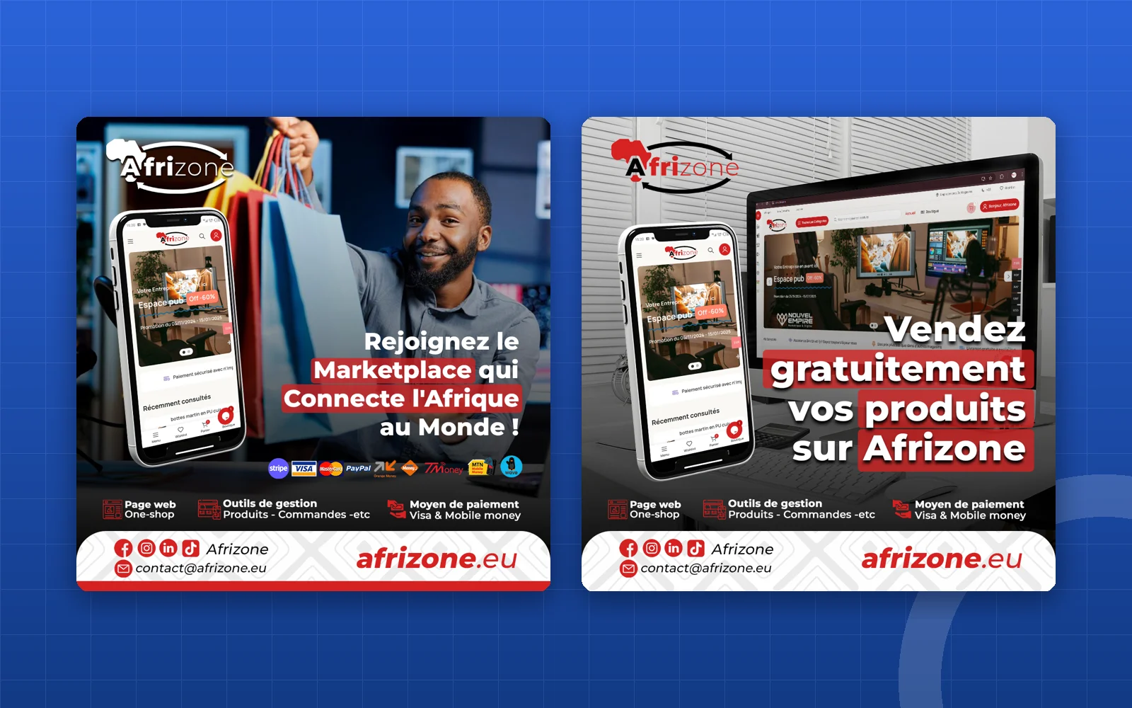 Afrizone — Visuels de lancement de la marketplace