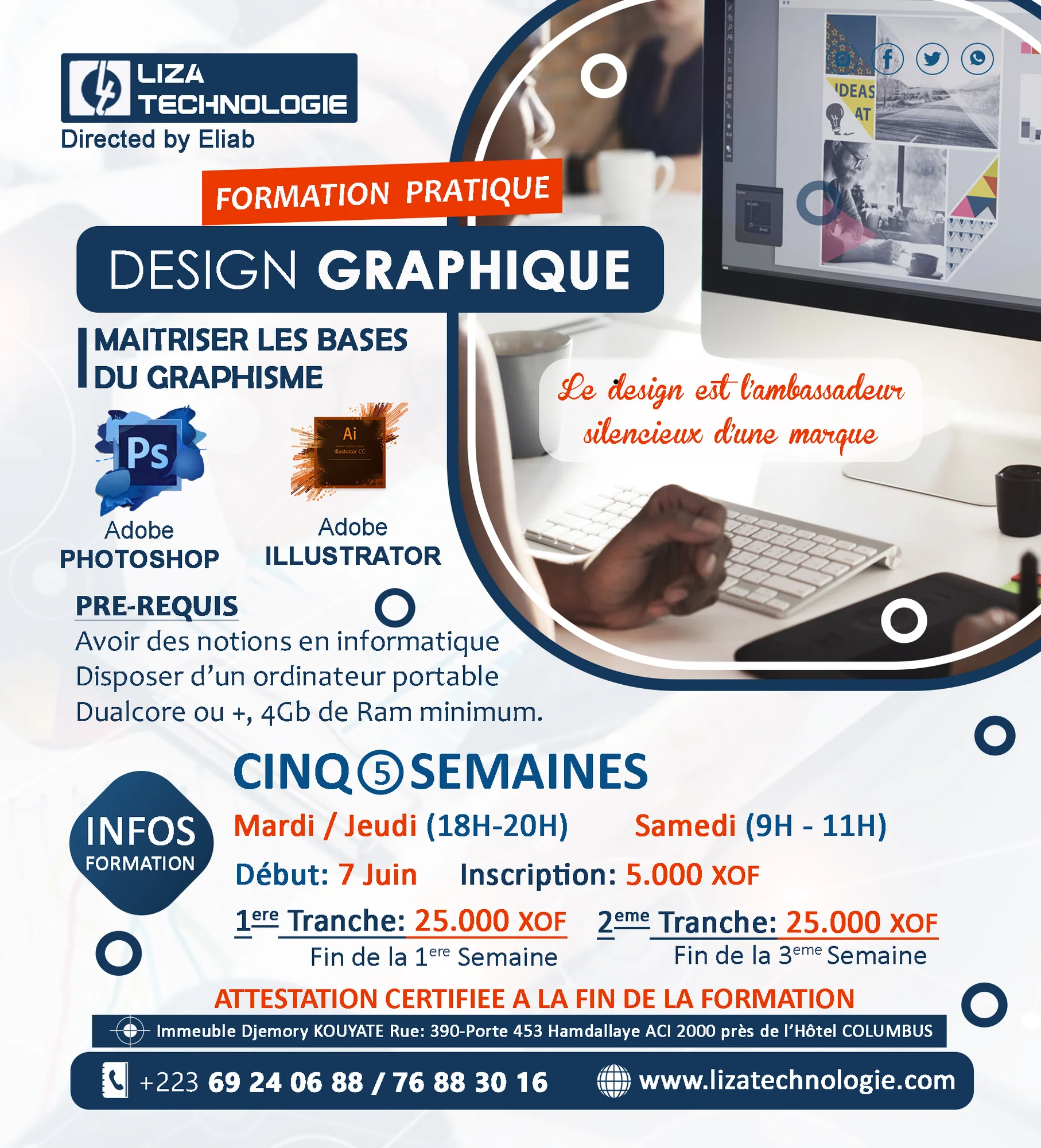 Affiche de formation pratique en design graphique