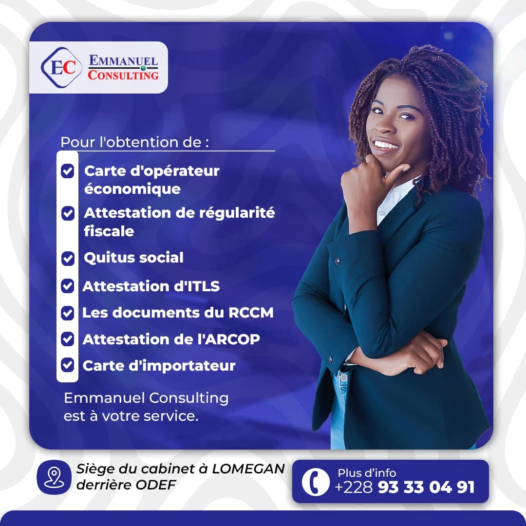 Affiche Emmanuel Consulting : documents administratifs et attestations