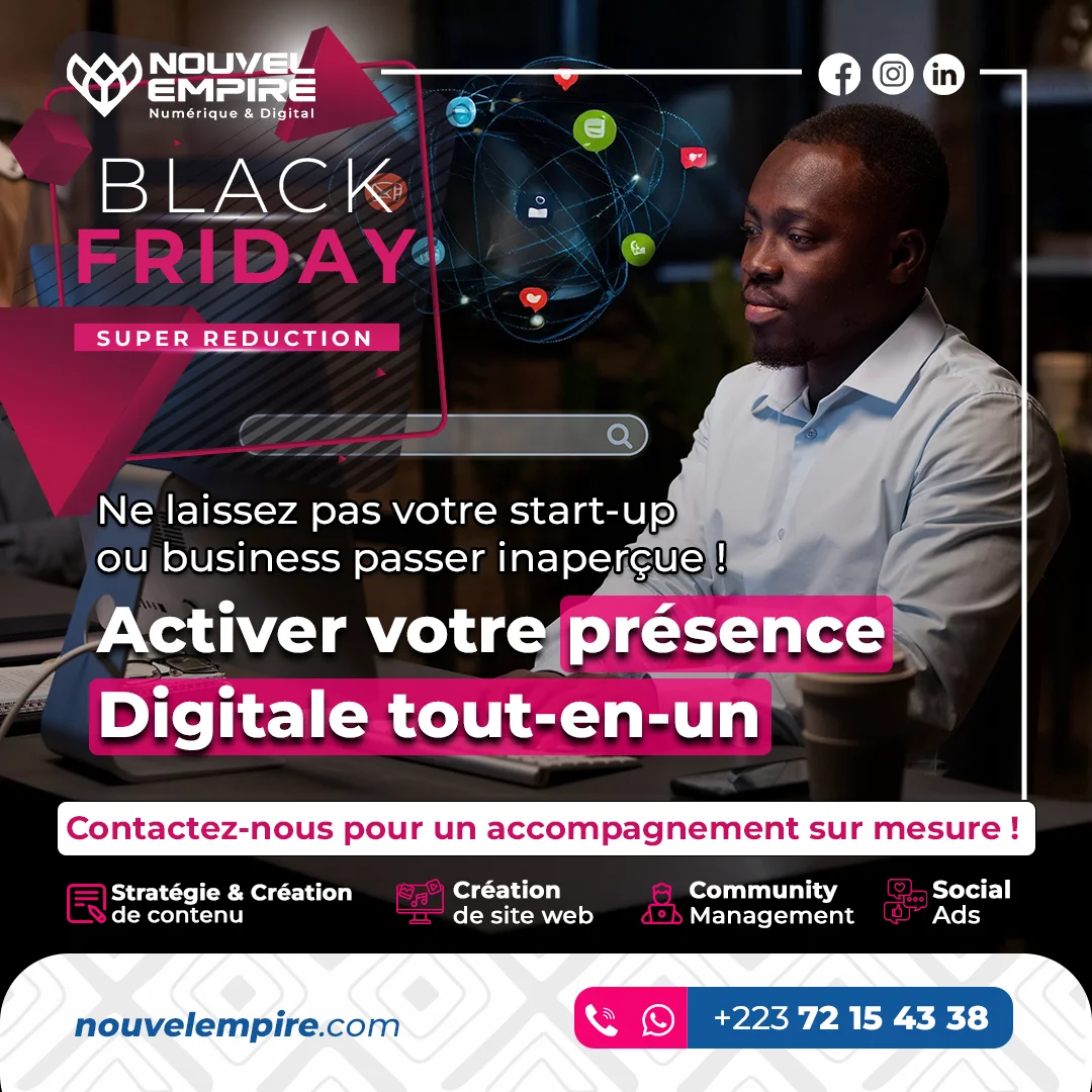 Visuel Black Friday Nouvel Empire : activer votre présence digitale tout-en-un