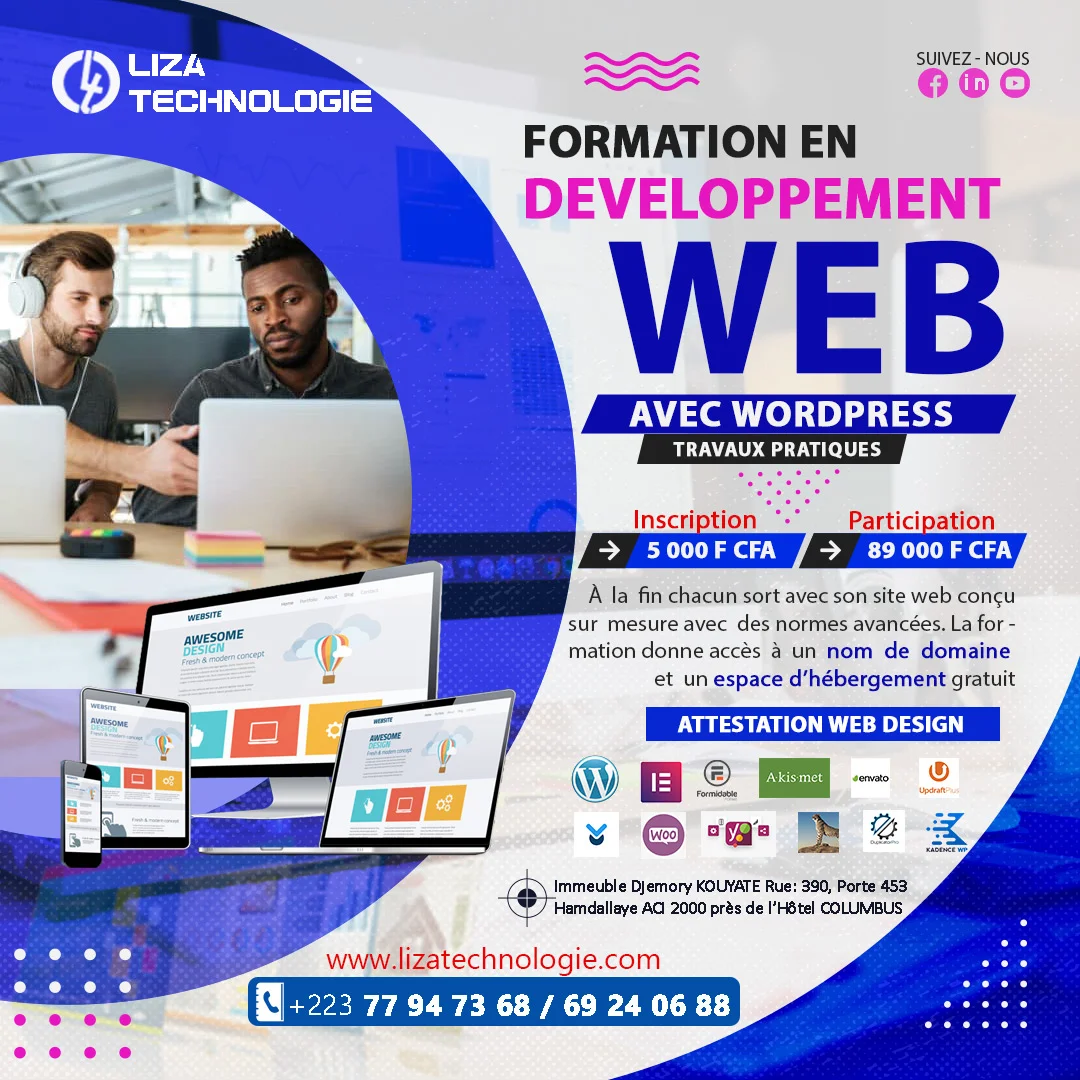Affiche de formation en développement web avec WordPress