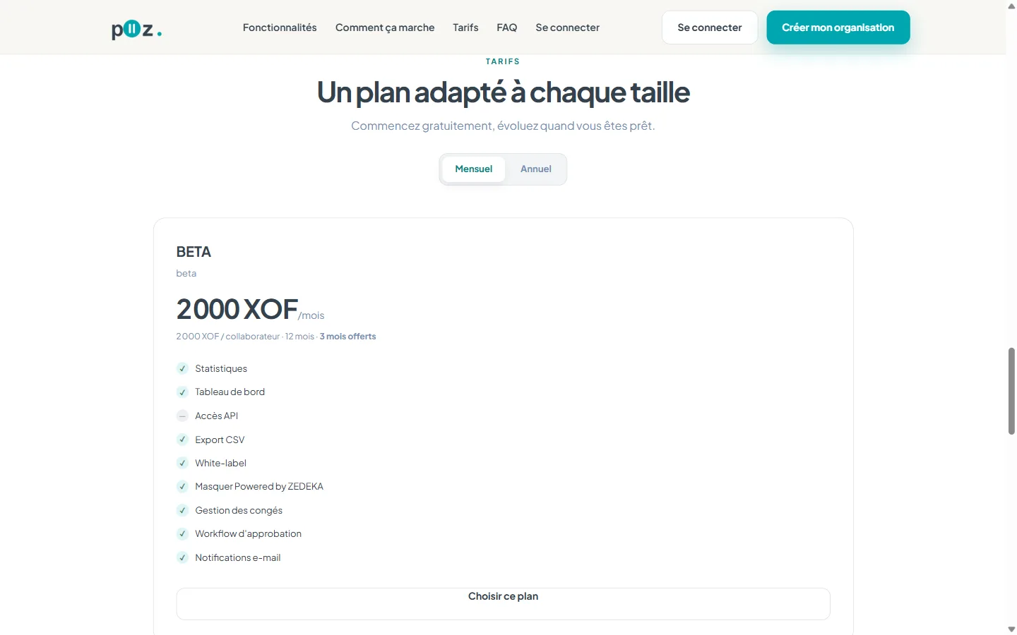 Plans tarifaires