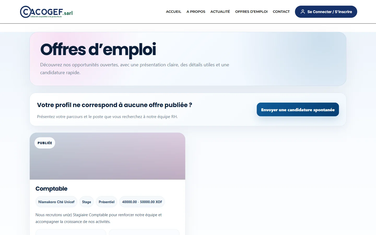 Offres d’emploi publiées avec GestifyHub