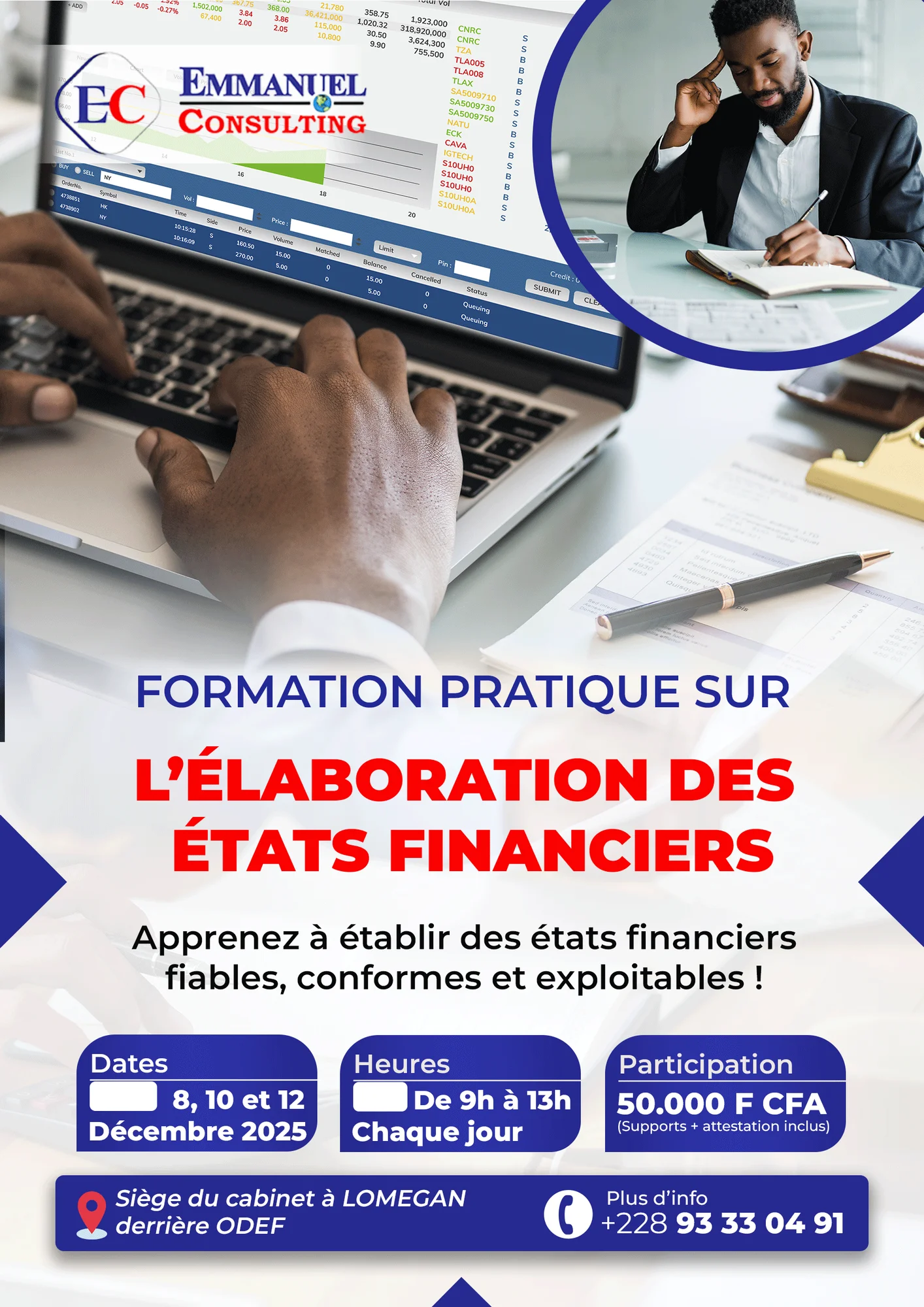 Affiche de formation : l’élaboration des états financiers