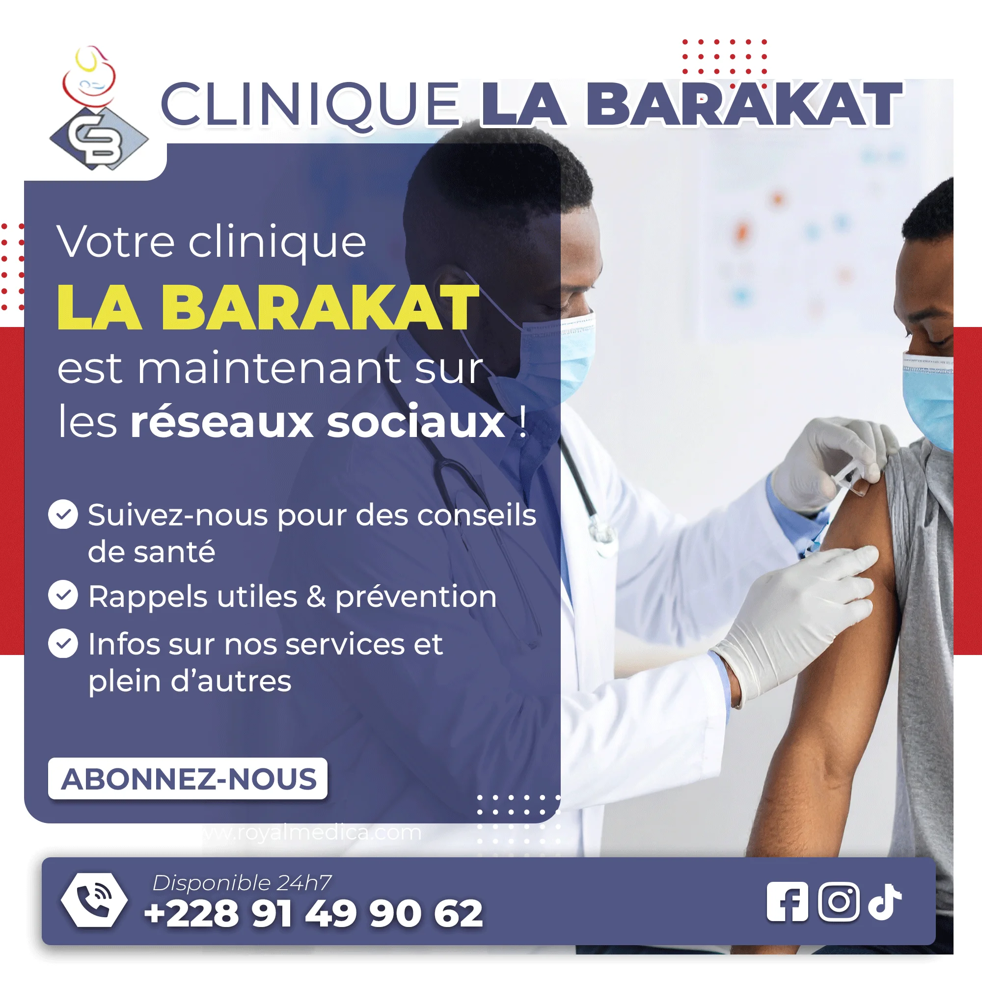Visuel Clinique La Barakat : votre clinique est maintenant sur les réseaux sociaux