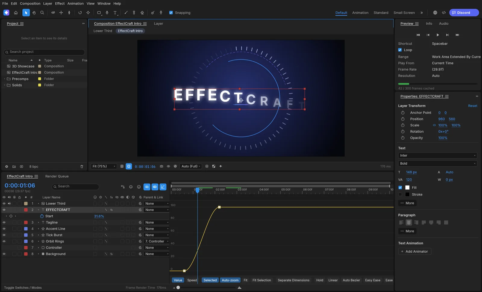 EffectCraft : éditeur de courbes et images clés (capture officielle)